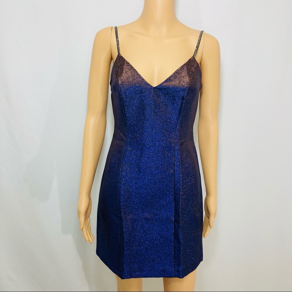 NWT! TOPSHOP Irridescent Metallic Sparkle Mini Sleeveless Dress Size 4
